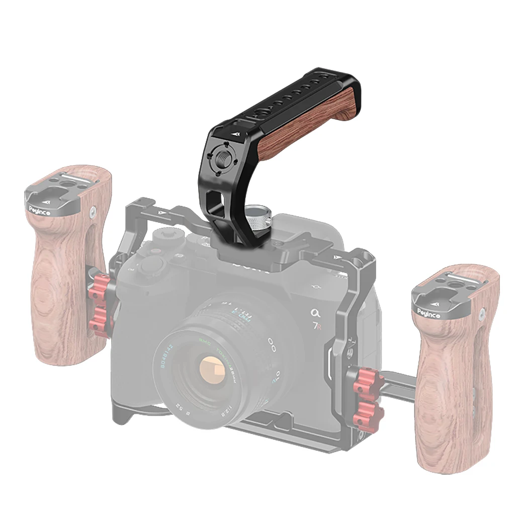 Camera Top Handle Handgrip with 3/8 Arri Locating Hole Cold Shoe Mount for Monitor Mic for Nikon Canon Sony DSLR Camera Cage Rig