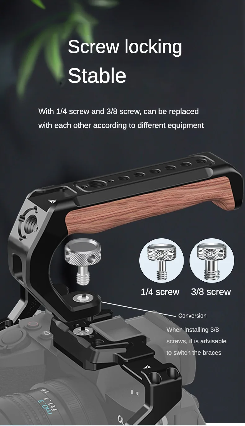 Camera Top Handle Handgrip with 3/8 Arri Locating Hole Cold Shoe Mount for Monitor Mic for Nikon Canon Sony DSLR Camera Cage Rig