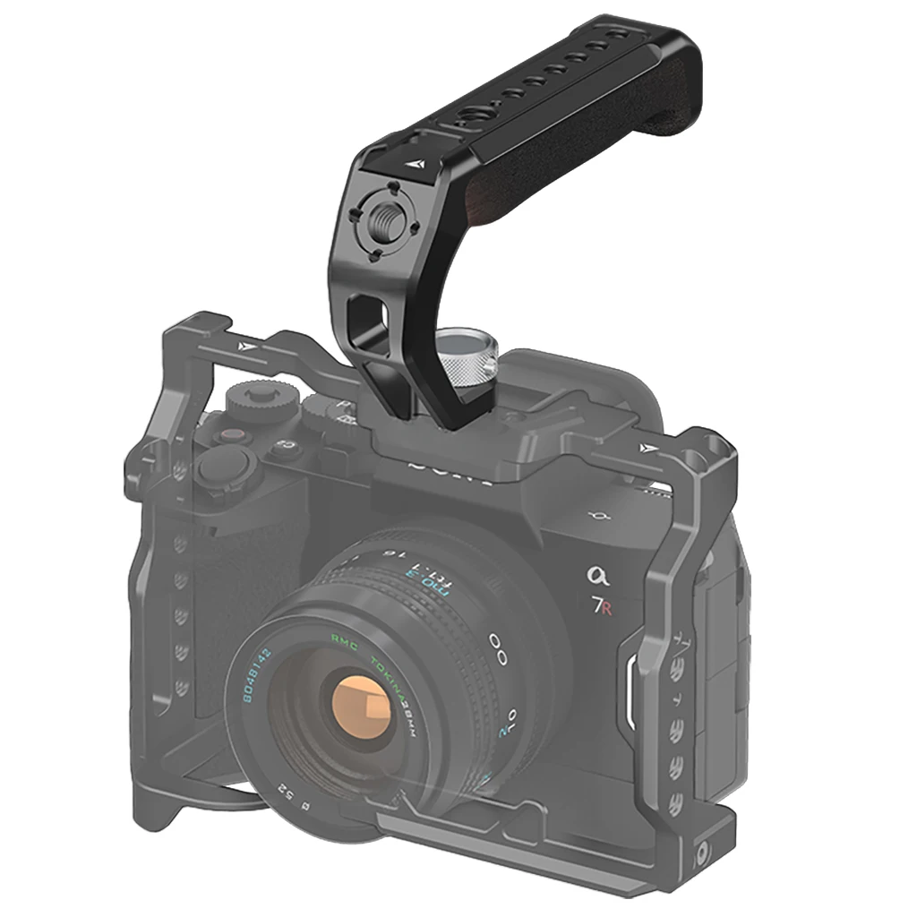 Camera Top Handle Handgrip with 3/8 Arri Locating Hole Cold Shoe Mount for Monitor Mic for Nikon Canon Sony DSLR Camera Cage Rig