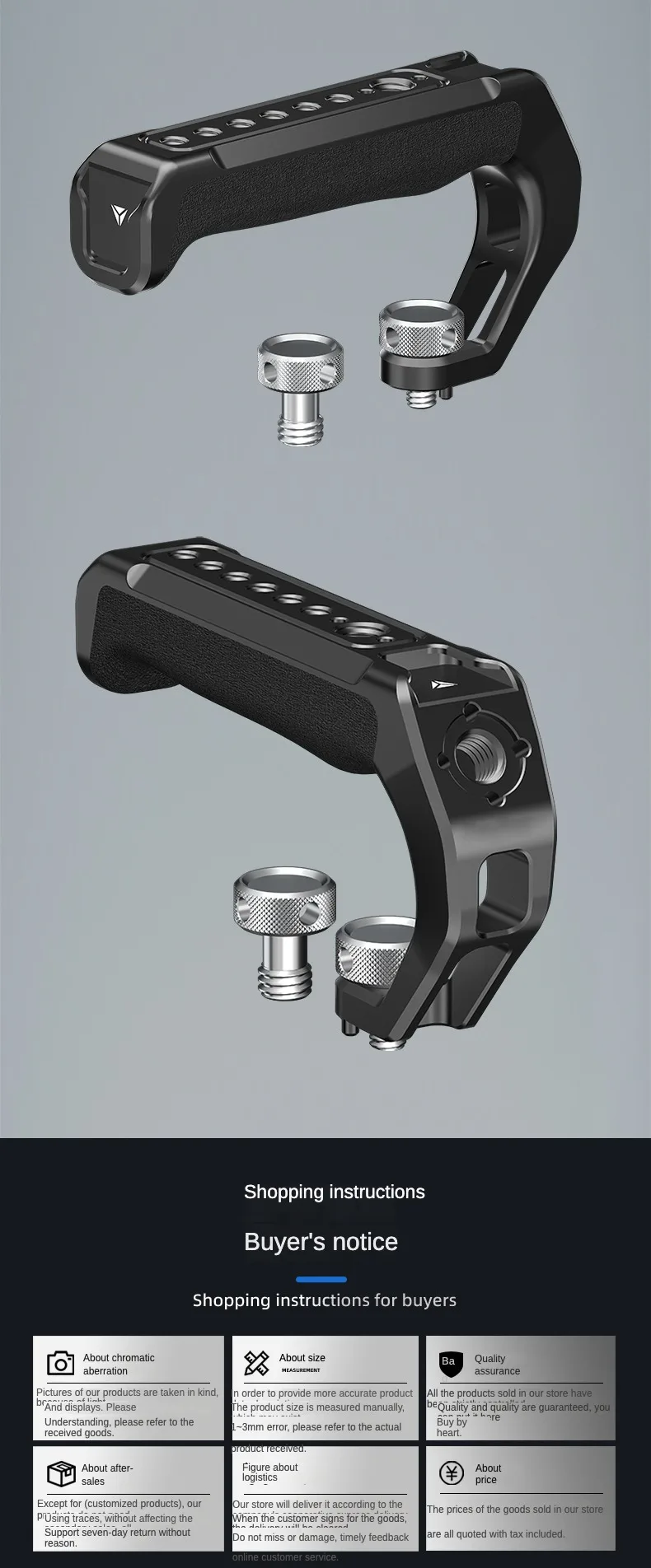 Camera Top Handle Handgrip with 3/8 Arri Locating Hole Cold Shoe Mount for Monitor Mic for Nikon Canon Sony DSLR Camera Cage Rig