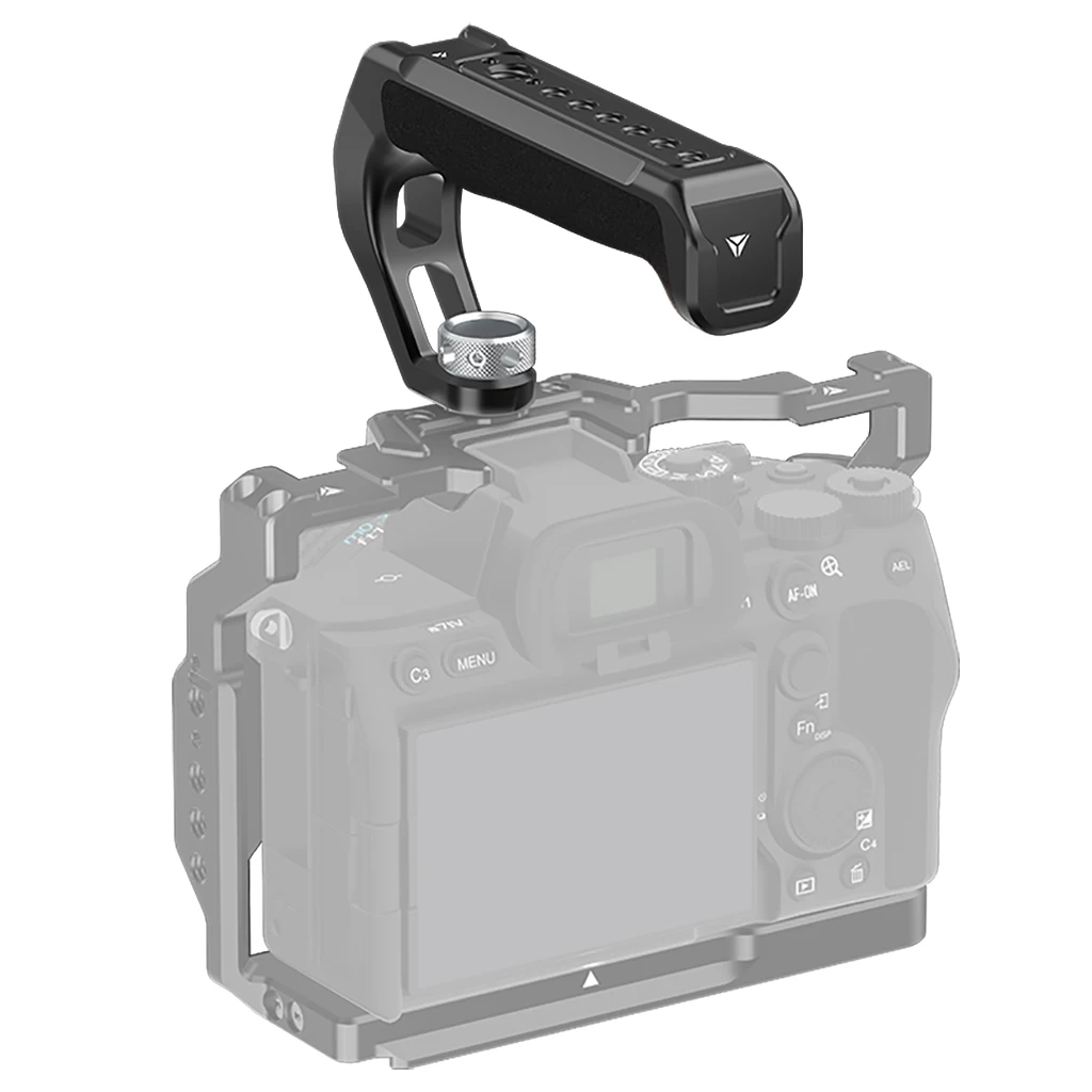 Camera Top Handle Handgrip with 3/8 Arri Locating Hole Cold Shoe Mount for Monitor Mic for Nikon Canon Sony DSLR Camera Cage Rig