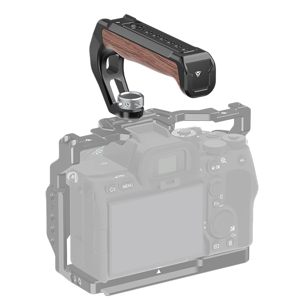 Camera Top Handle Handgrip with 3/8 Arri Locating Hole Cold Shoe Mount for Monitor Mic for Nikon Canon Sony DSLR Camera Cage Rig