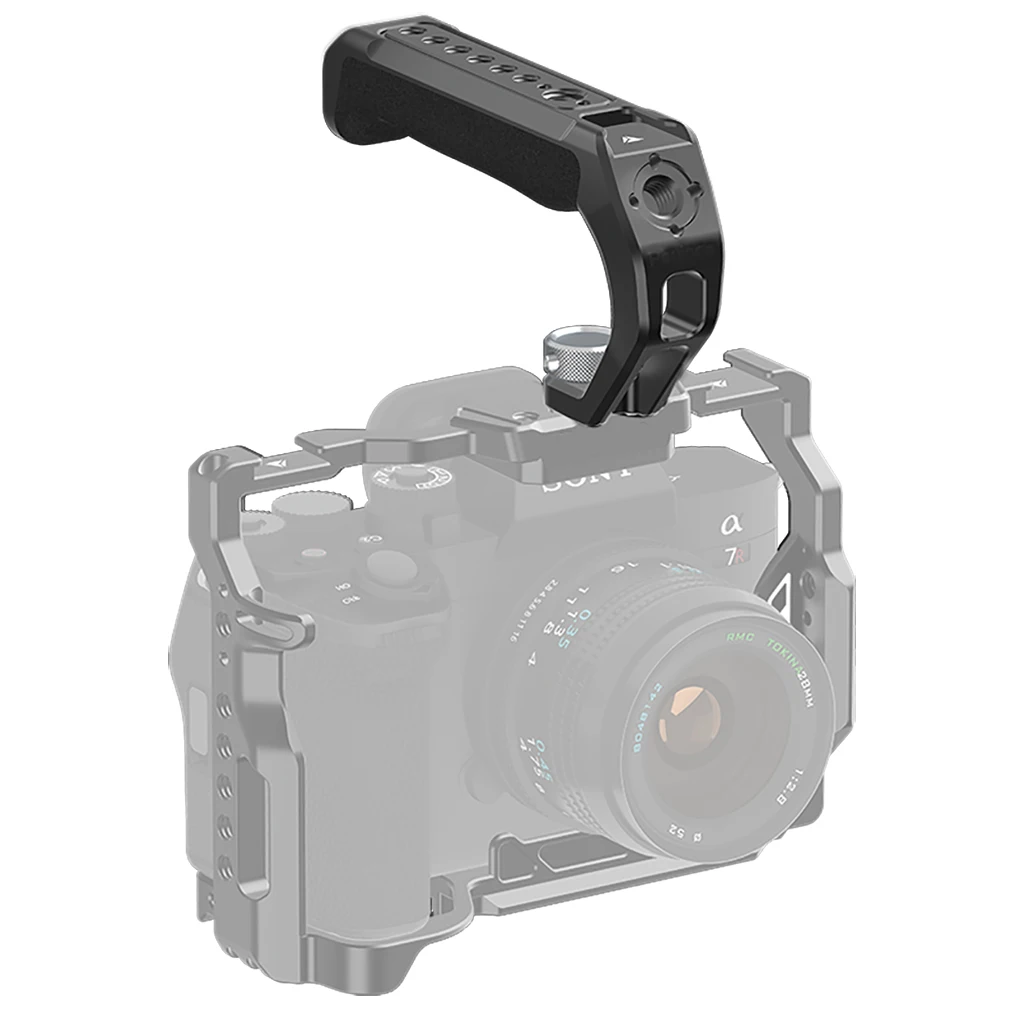 Camera Top Handle Handgrip with 3/8 Arri Locating Hole Cold Shoe Mount for Monitor Mic for Nikon Canon Sony DSLR Camera Cage Rig