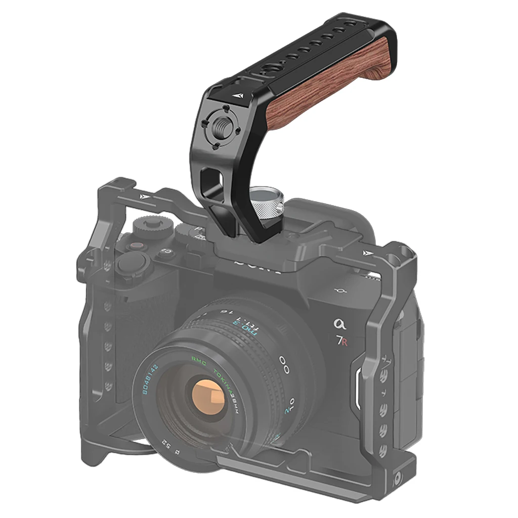 Camera Top Handle Handgrip with 3/8 Arri Locating Hole Cold Shoe Mount for Monitor Mic for Nikon Canon Sony DSLR Camera Cage Rig